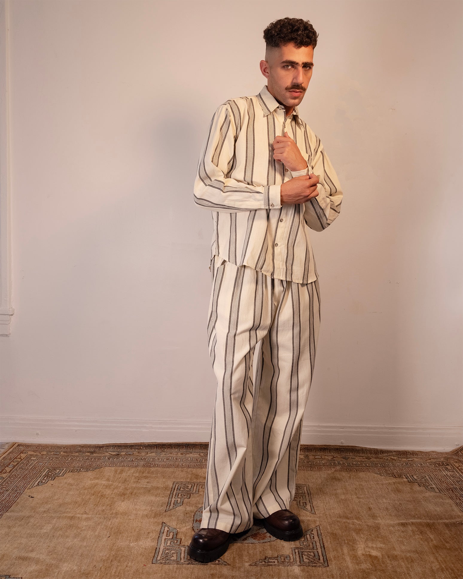 Adda Longsleeve Shirt - Black & Ivory Stripe