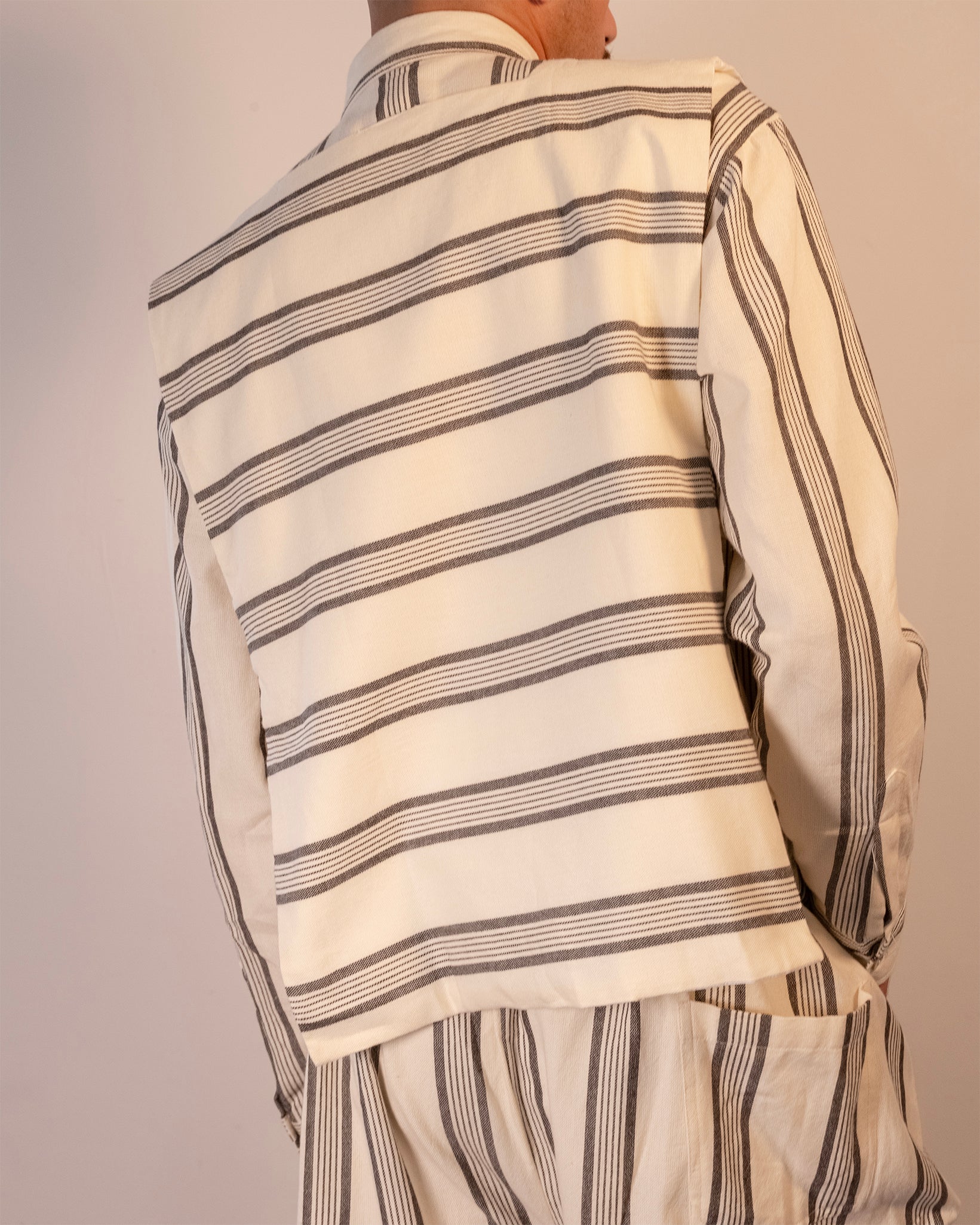 Chiyama Bib - Black & Ivory Stripe