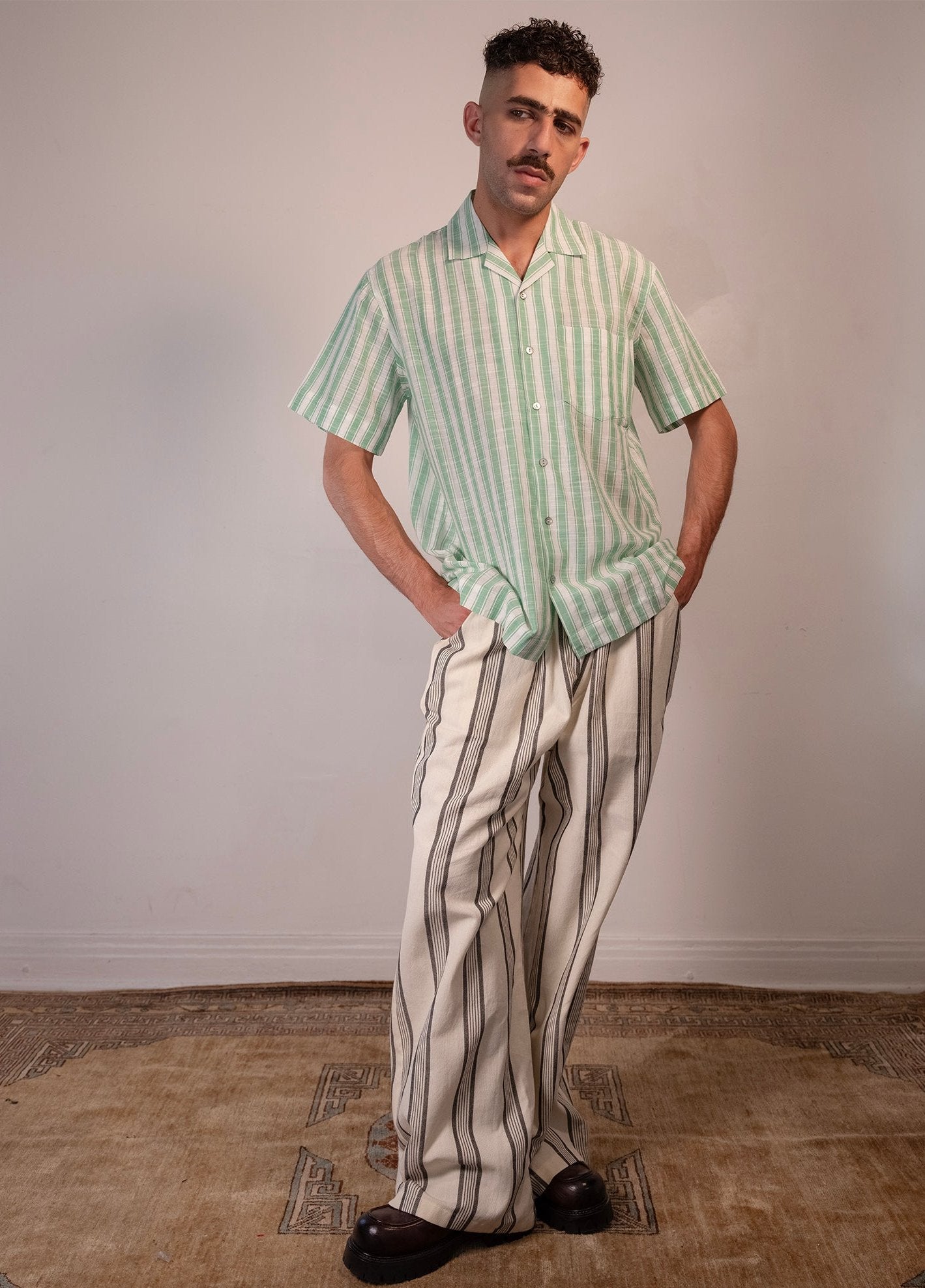 Partha Shirt - Green Stripe