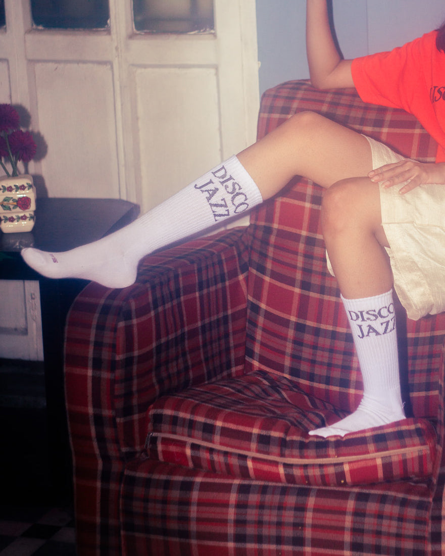 Disco Jazz Socks - Jasmine White