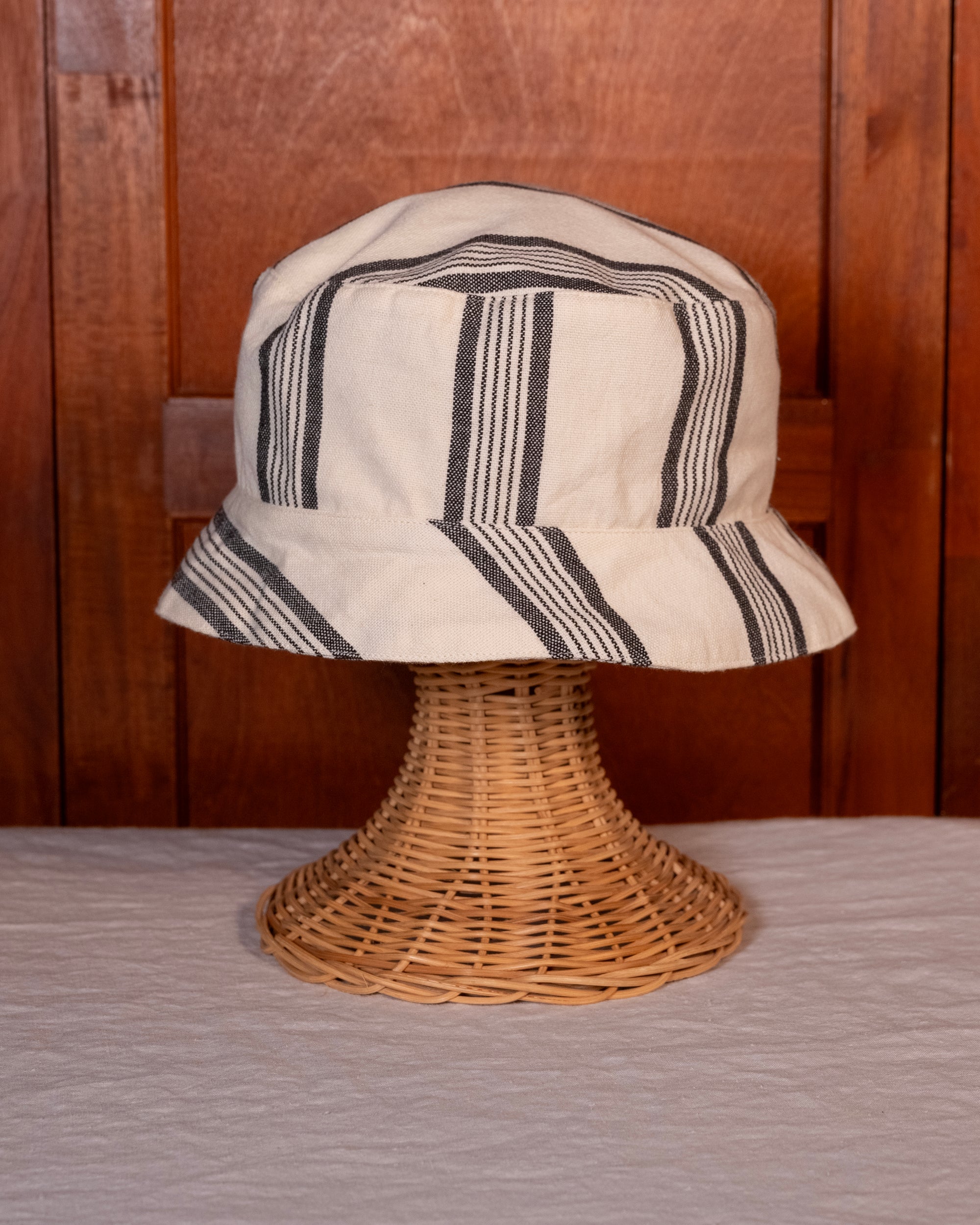 Thambi Bucket Hat - Black & Ivory Stripe
