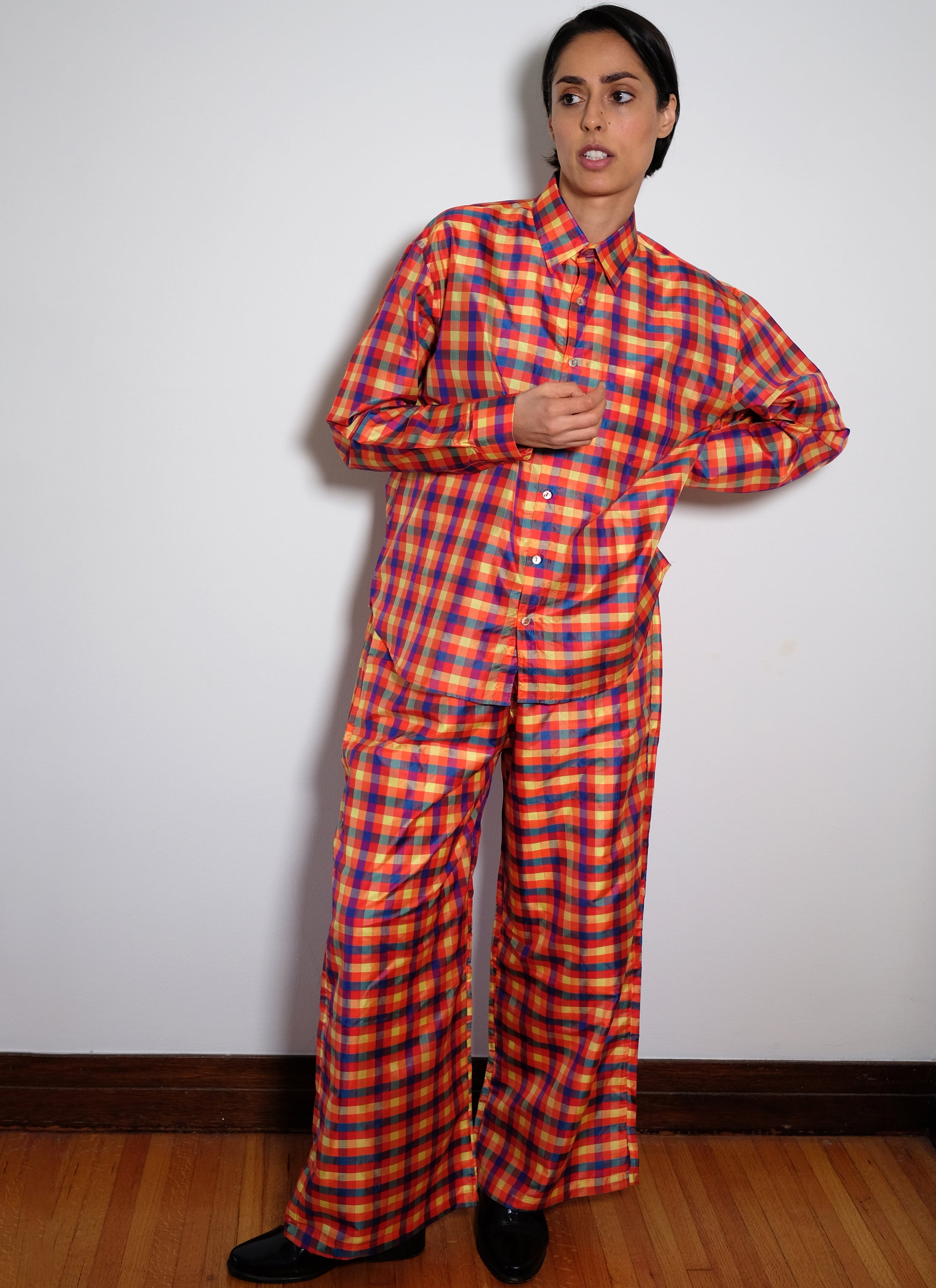 Marina Pant - Multi Check Silk