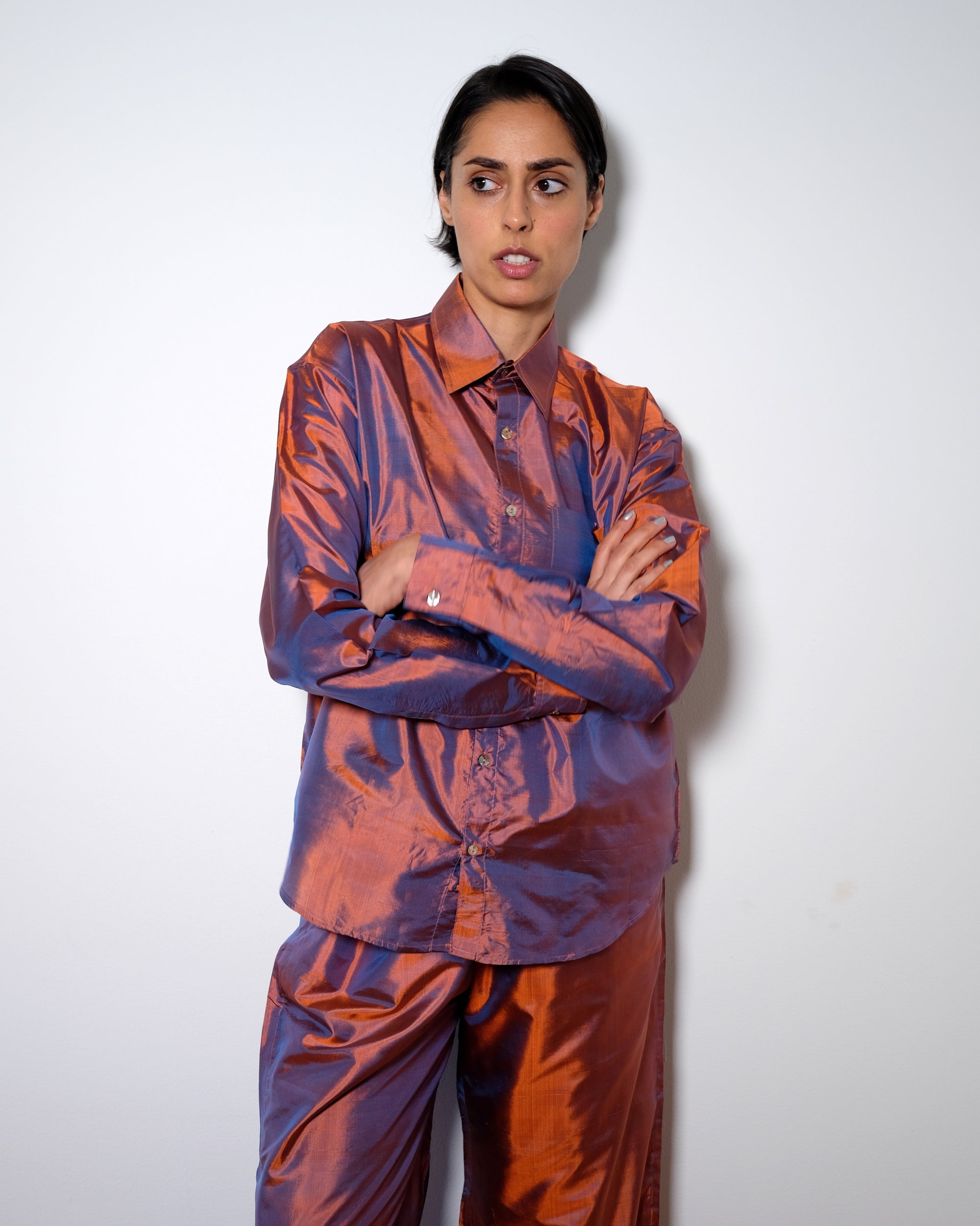 Adda Longsleeve Shirt - Ocean Sunset Silk