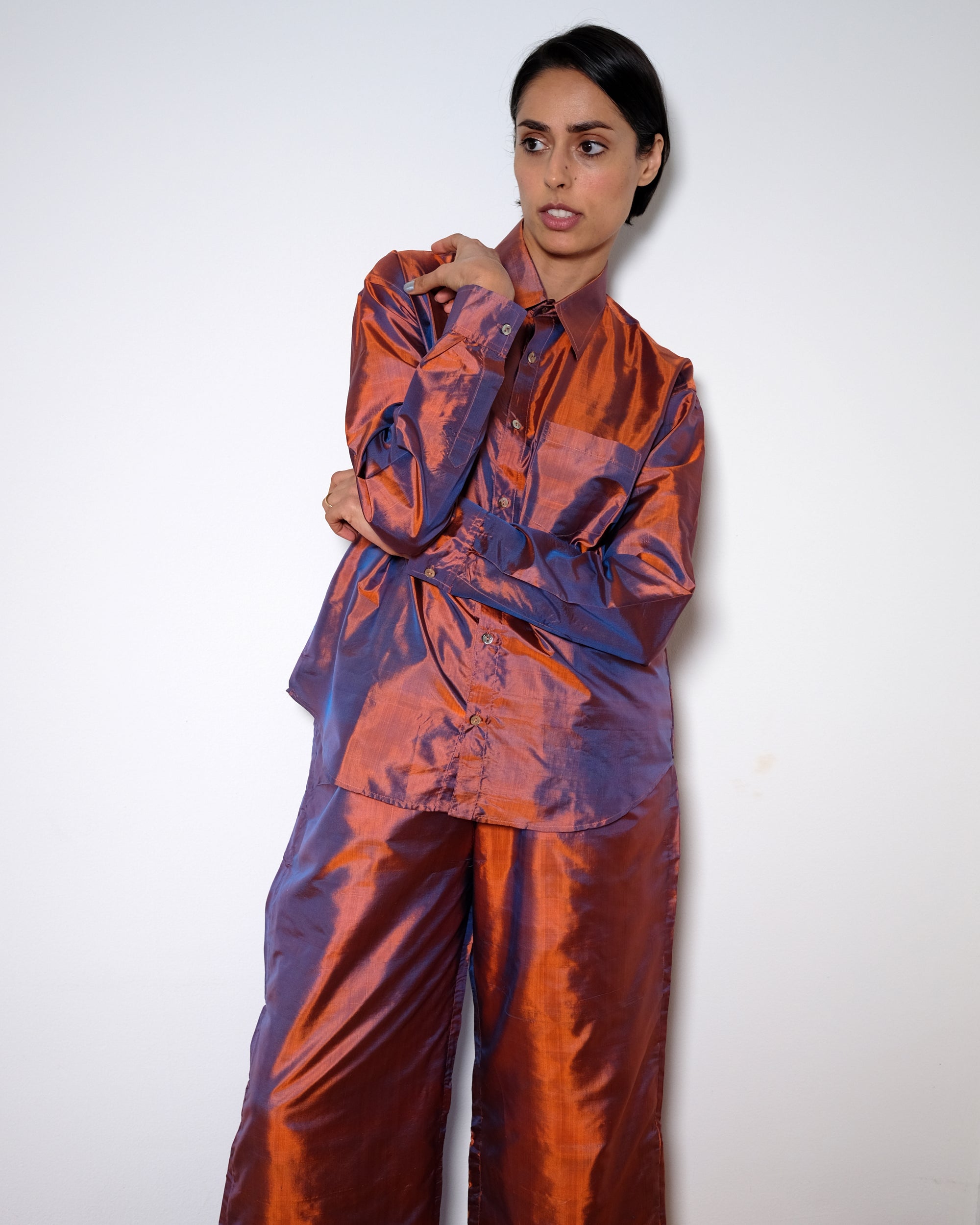 Adda Longsleeve Shirt - Ocean Sunset Silk