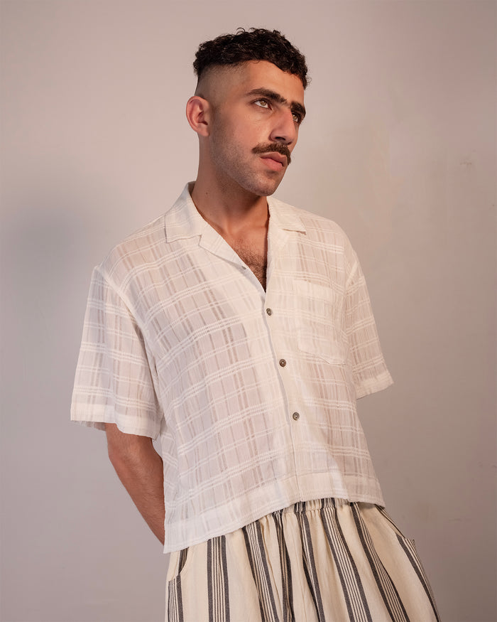 Cropped Partha Shirt - White Gauze