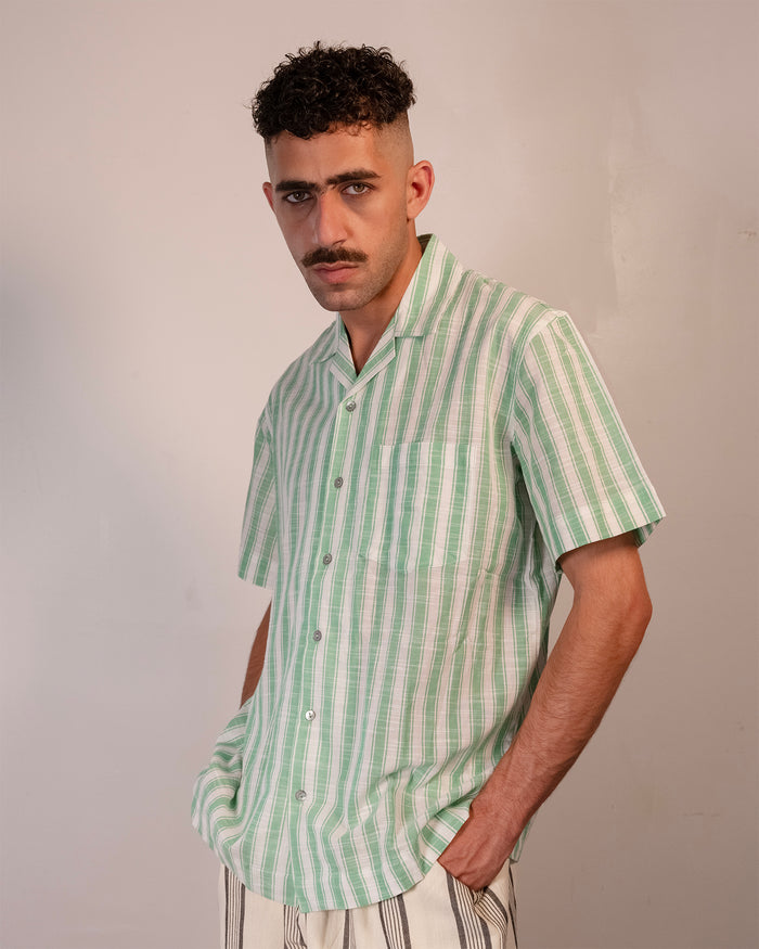 Partha Shirt - Green Stripe