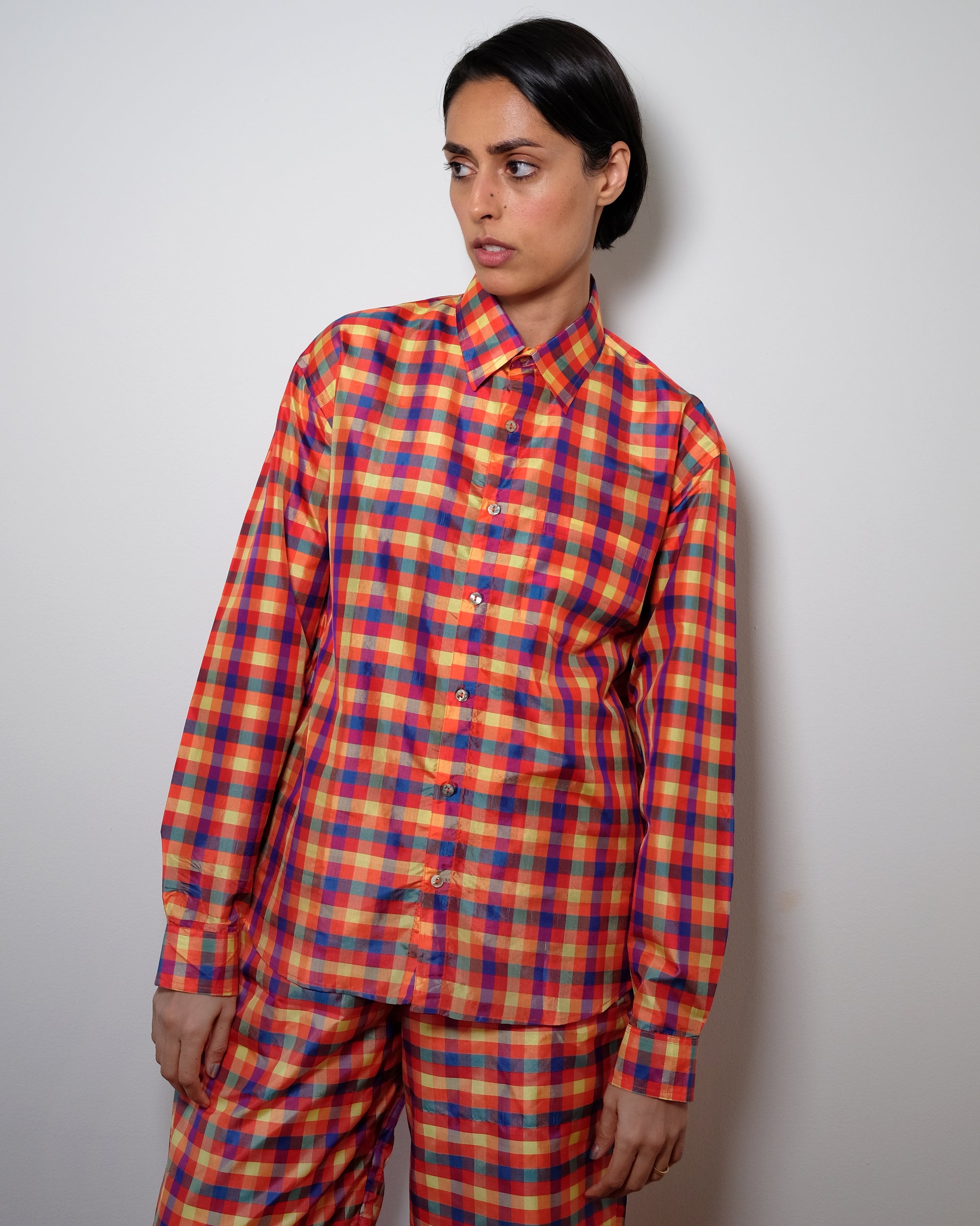 Adda Longsleeve Shirt - Multi Check Silk