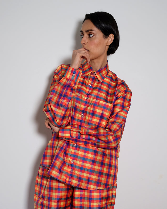 Adda Longsleeve Shirt - Multi Check Silk