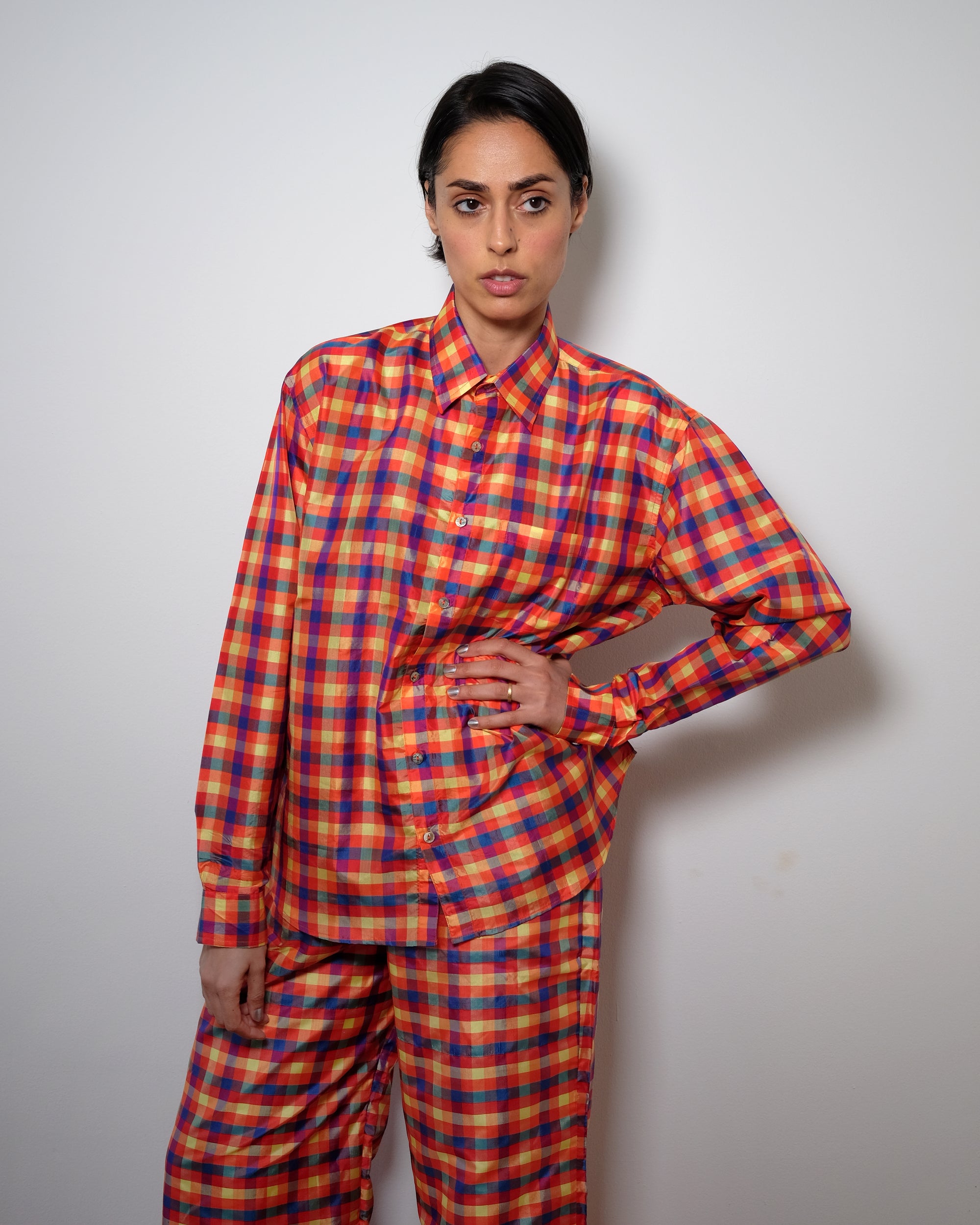 Adda Longsleeve Shirt - Multi Check Silk